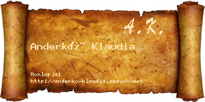 Anderkó Klaudia névjegykártya